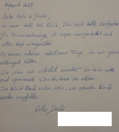 aus dem Gästebuch